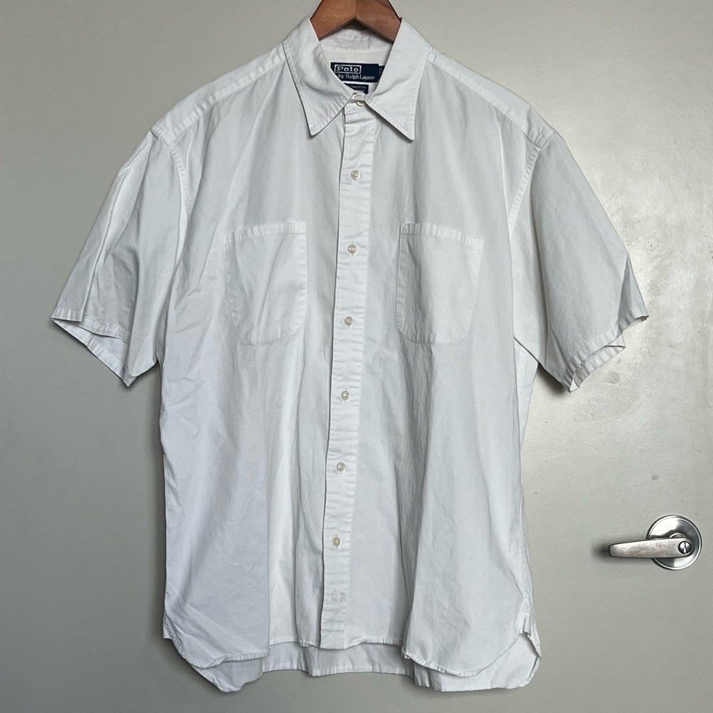 Ralph Lauren Men’s White Casual Button Down Shirt Cotton Sz L